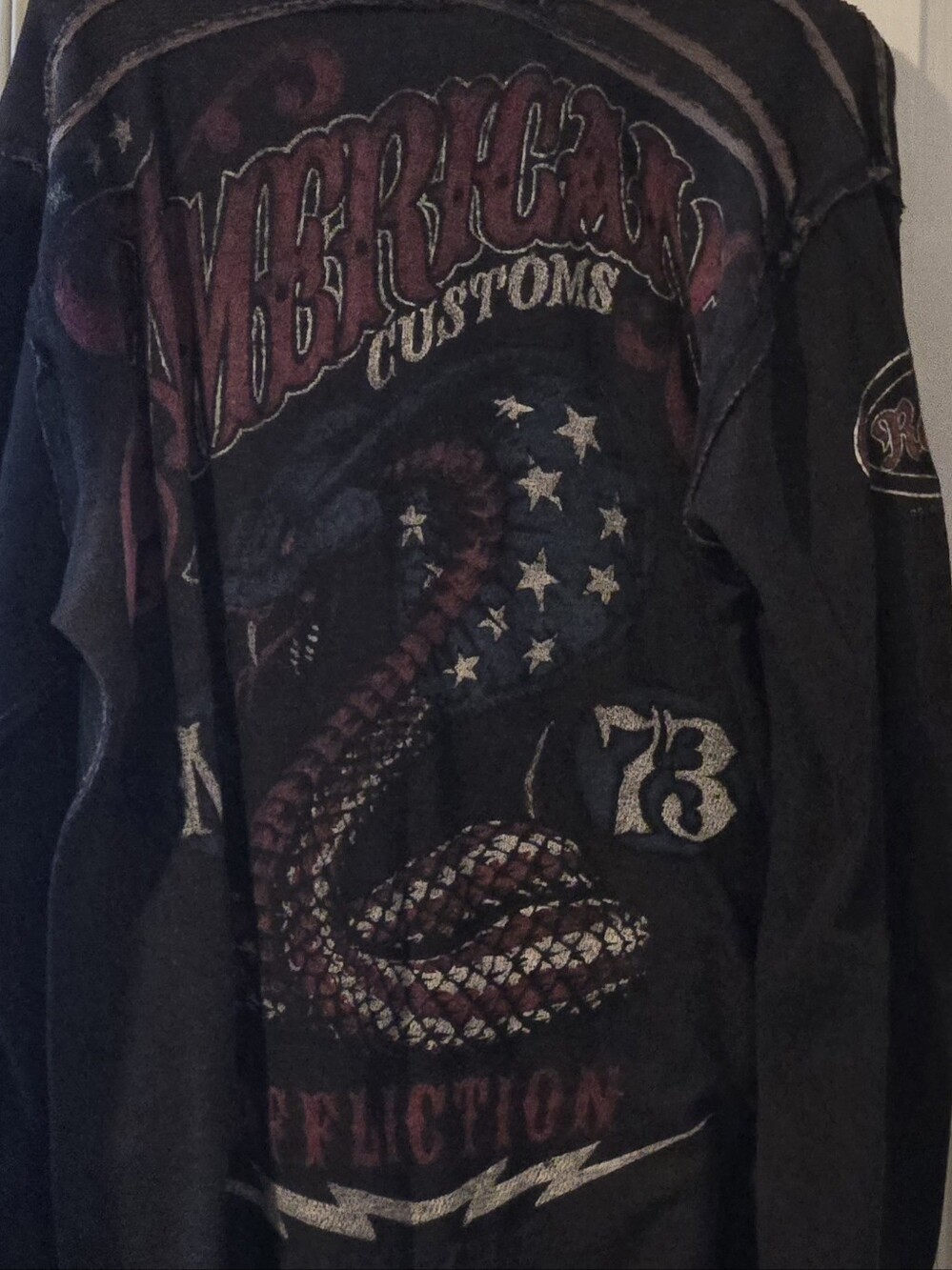 Affliction Reversible.Black Graphic Snake Long-Sleeve Shirt Jacket